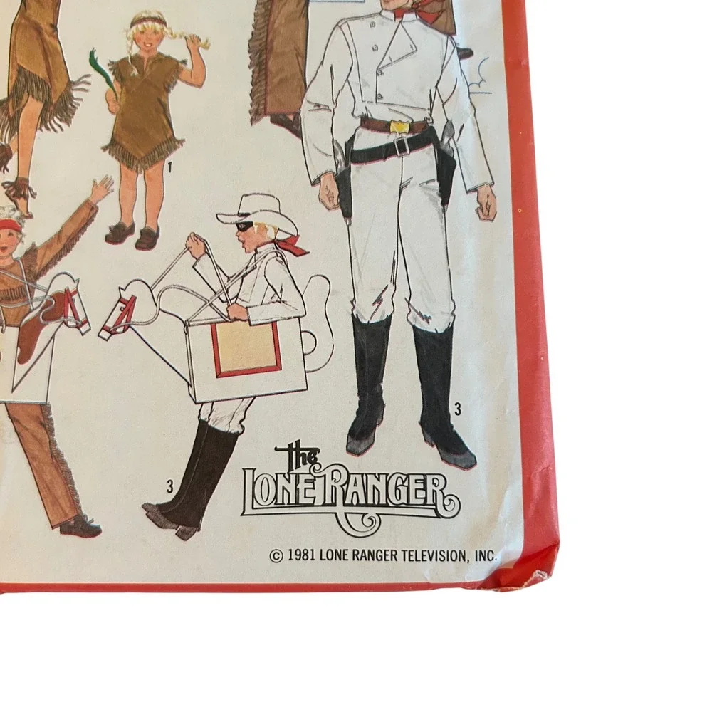Simplicity 5298 Lone Ranger Tonto Costume Pattern Boys Girls 6-8 UNCUT 1981